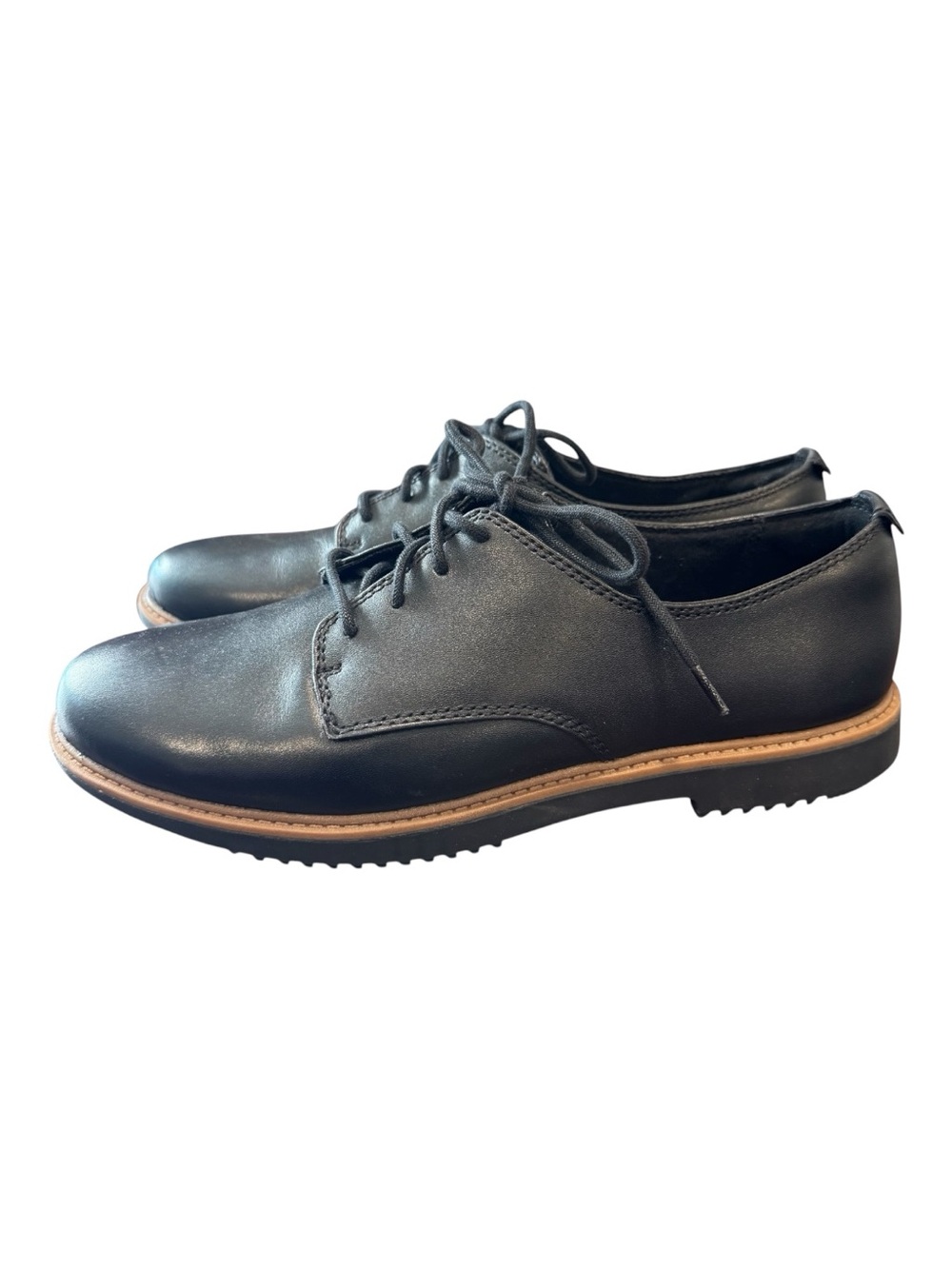 Clarks Womens Raisie Bloom Oxford Black & Brown Leather Lace Up Size 9 New